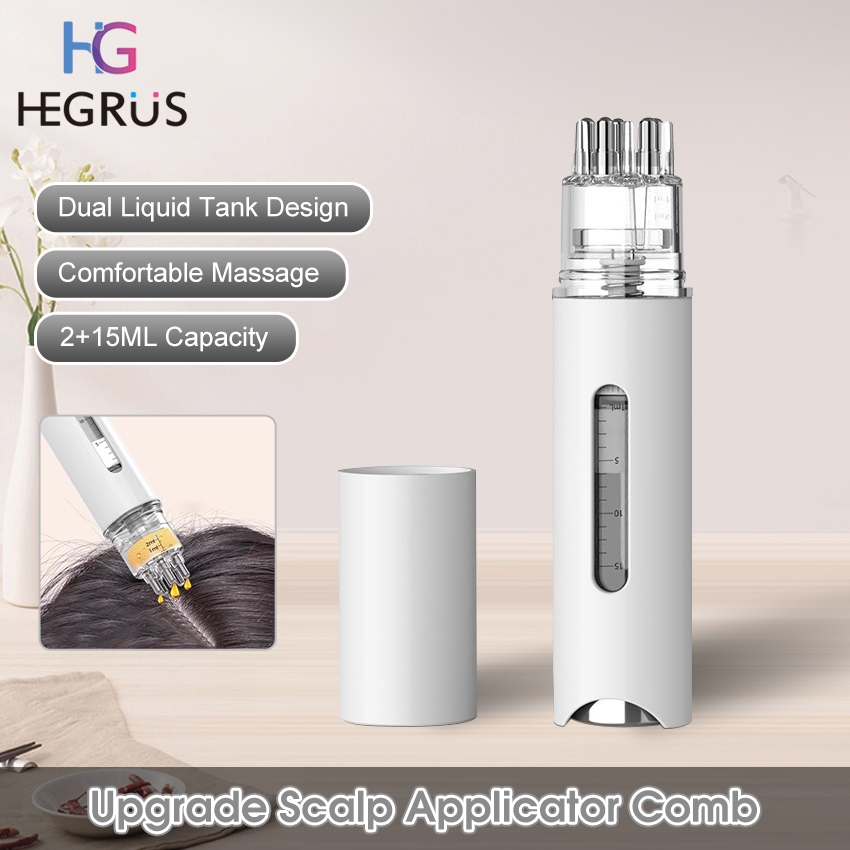 Hegrus Scalp Applicator Hair Care Hair Oil Applicator Dual Liquid Tank Scalp Treatment เครื่องนวดยาหนังศีรษะ Applicator เซรั่มน้ํามันทา