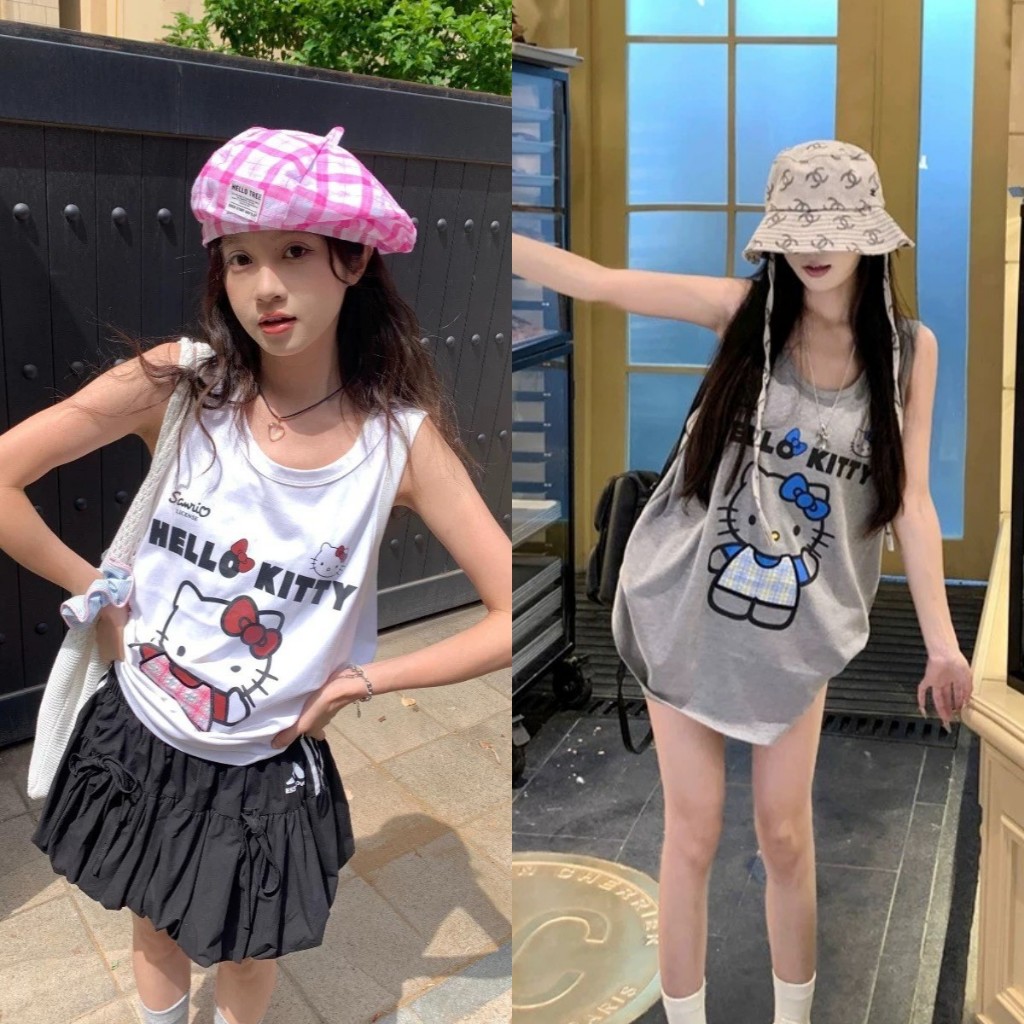 สไตล์เกาหลีหวานน่ารักเสื้อกล้ามผู้หญิง เสื้อยืดบาสเก็ตบอล Oversize เสื้อหลวม streetwear ถัง Hot Trend 2024