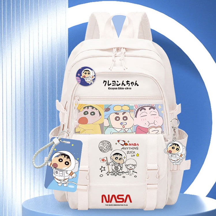 Crayon Shin-Chan กระเป๋าเป้สะพายหลังผู้ชายผู้หญิง 2024 สไตล์ใหม่นักเรียนชั้นประถมศึกษานักเรียนมัธยมต้นความจุขนาดใหญ่