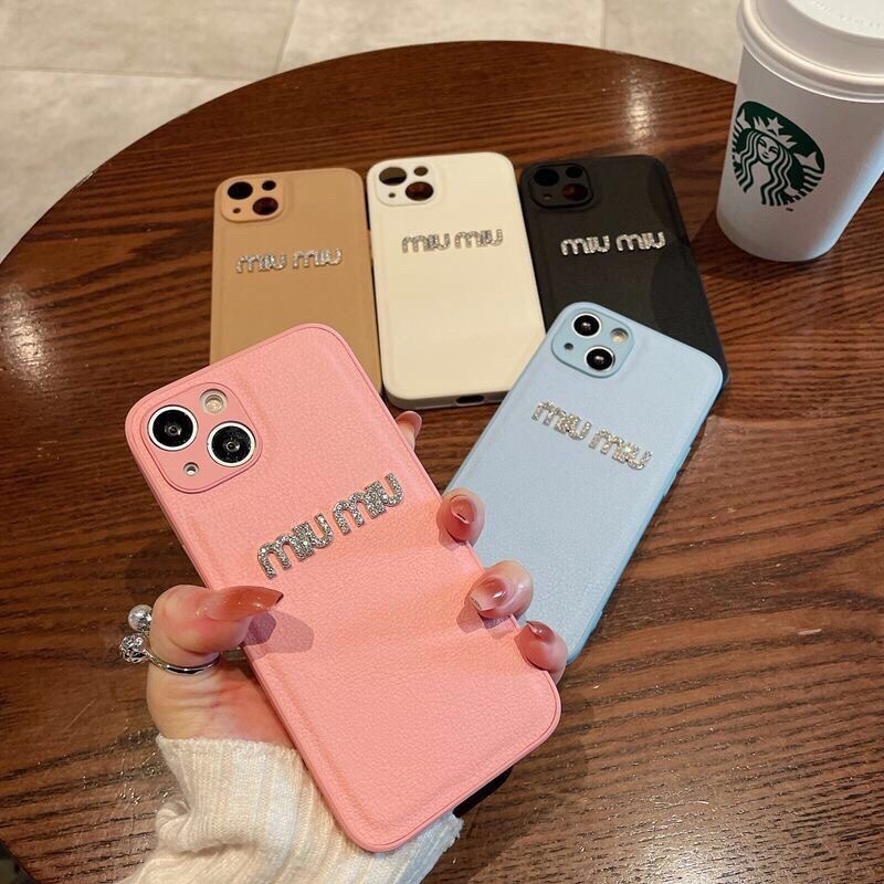 ขายร้อน 3D miu miu หนังข้าว IMD เคสโทรศัพท์สําหรับ iphone 16 15 14 pro max 13 12 pro max 11 pro max xs max xr x 8 7 plus ง่ายที่มีสีสันฝาครอบป้องกัน
