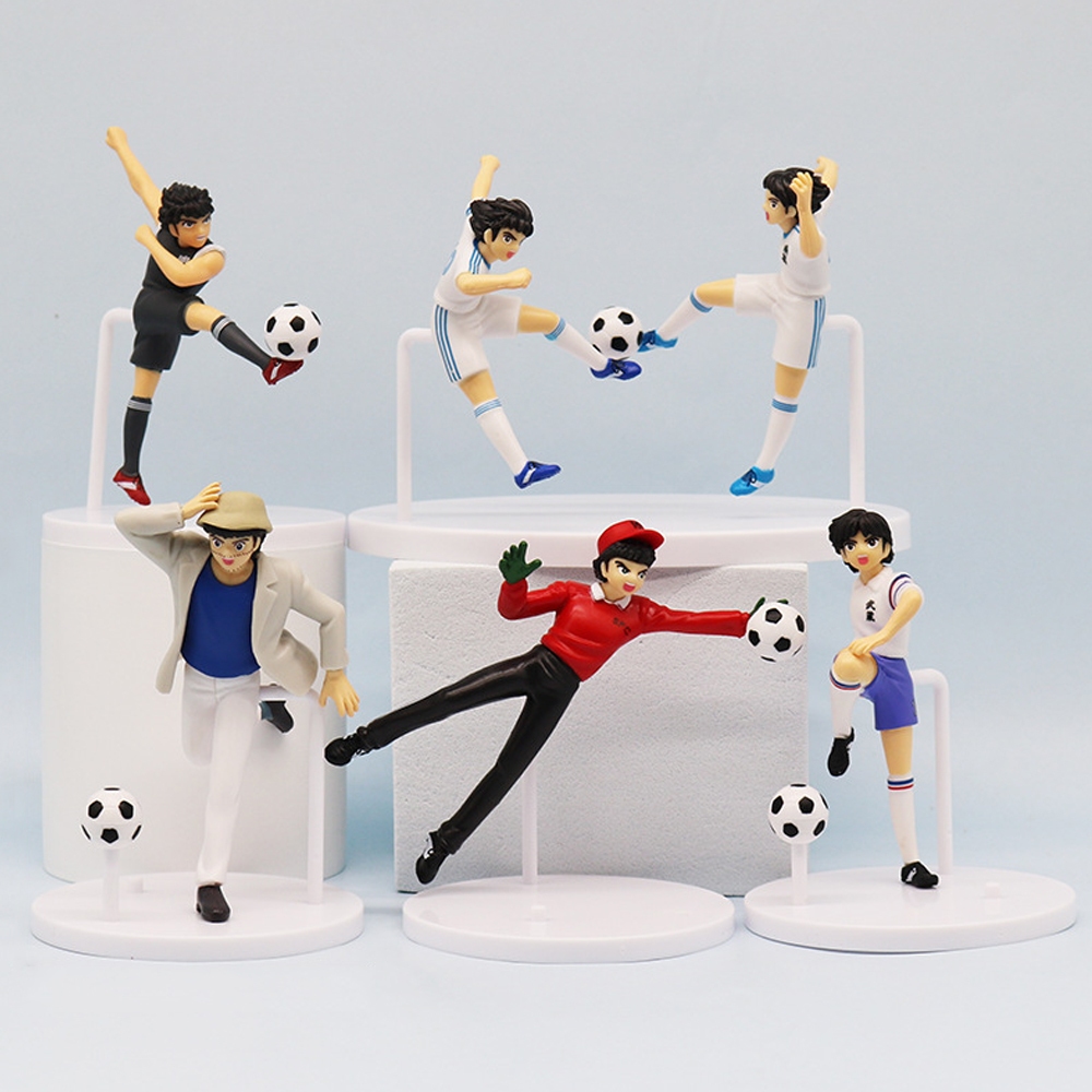 6 ชิ้น/เซ็ตอะนิเมะ Captain Tsubasa รูป Ozora Tsubasa Misaki Taro Kojiro Hyuga PVC ตัวเลขการกระทําเดสก์ท็อปตกแต่งตุ๊กตาของเล่น