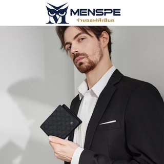 Menspe ผู้ชายกระเป๋าสตางค์สั้น RFID บล็อกลายสก๊อต Retro กระเป๋าสตางค์สั้นสตางค์เหรียญกระเป๋า PU นุ่มเหรียญธุรกิจ