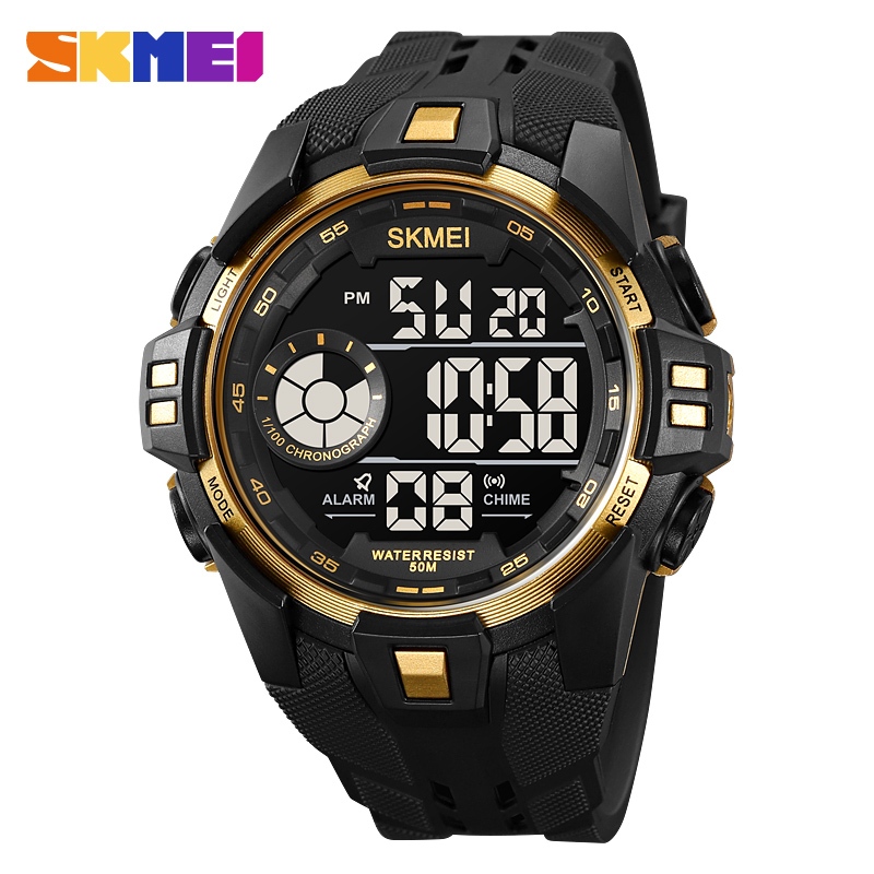 SKMEI สมี 2123 ญี่ปุ่นการเคลื่อนไหวดิจิตอลนาฬิกาจับเวลากีฬานาฬิกาผู้ชายวันที่ปลุกจอแสดงผลนํา กันน้ํา