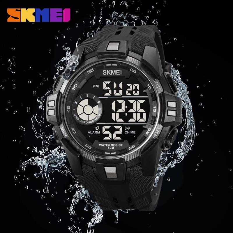 SKMEI สมี 2123 ญี่ปุ่นการเคลื่อนไหวดิจิตอลนาฬิกาจับเวลากีฬานาฬิกาผู้ชายวันที่ปลุกจอแสดงผลนํา กันน้ํา