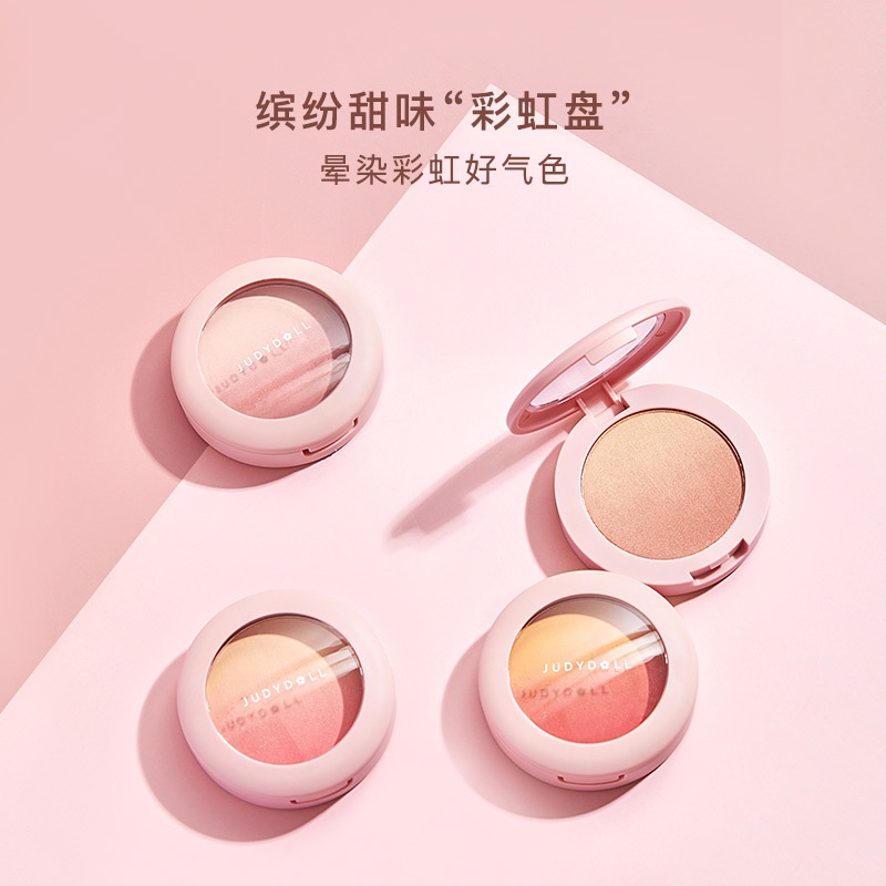 [หนึ่งแผ่นสามสี] Judydoll Judydoll Orange Pink Peach Gradient Blush Beautify Skin Nude Makeup Natural Lasting