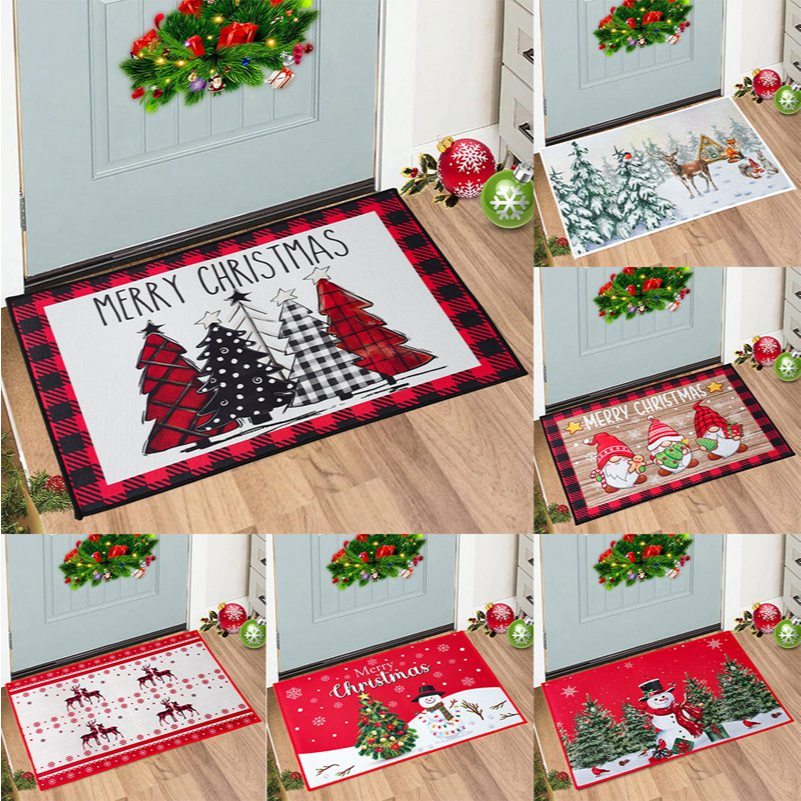 60*40ซม.รูปแบบต้นคริสต์มาสพรมเช็ดเท้าตกแต่งคริสต์มาสmerry Christmasพรมปูพื้นลื่นยินดีต้อนรับเสื่อตกแต่งคริสต์มาสสําหรับบ้านปีใหม่ตกแต่ง