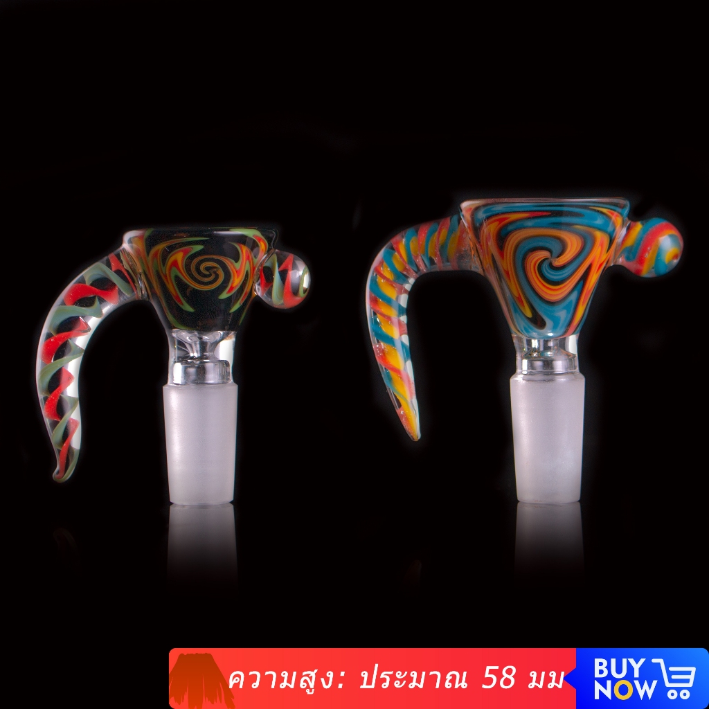58 มม. ลาย Swirl พร้อมลูกปัดขนาดเล็กชามแก้วสําหรับ Glass Bong Dab Rig PT2674