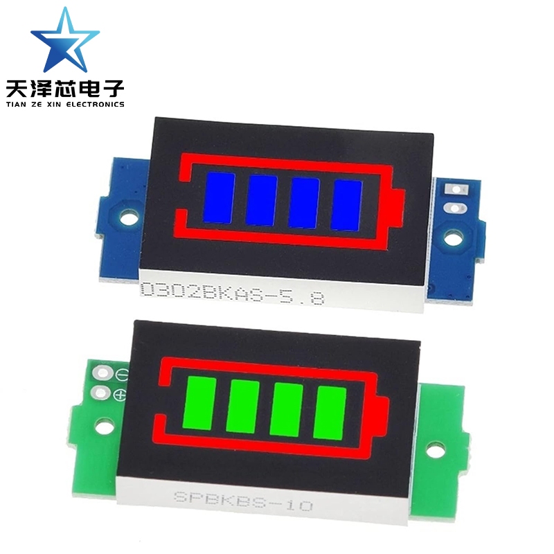 1s 2S 3S 4S เดี่ยว 3.7V แบตเตอรี่ลิเธียมความจุตัวบ่งชี้โมดูล 4.2V จอแสดงผลสีฟ้าไฟฟ้ารถแบตเตอรี่เครื่องทดสอบ Li-ion 1 ชิ้น (สี: 1-8S สีเขียวทั่วไป)