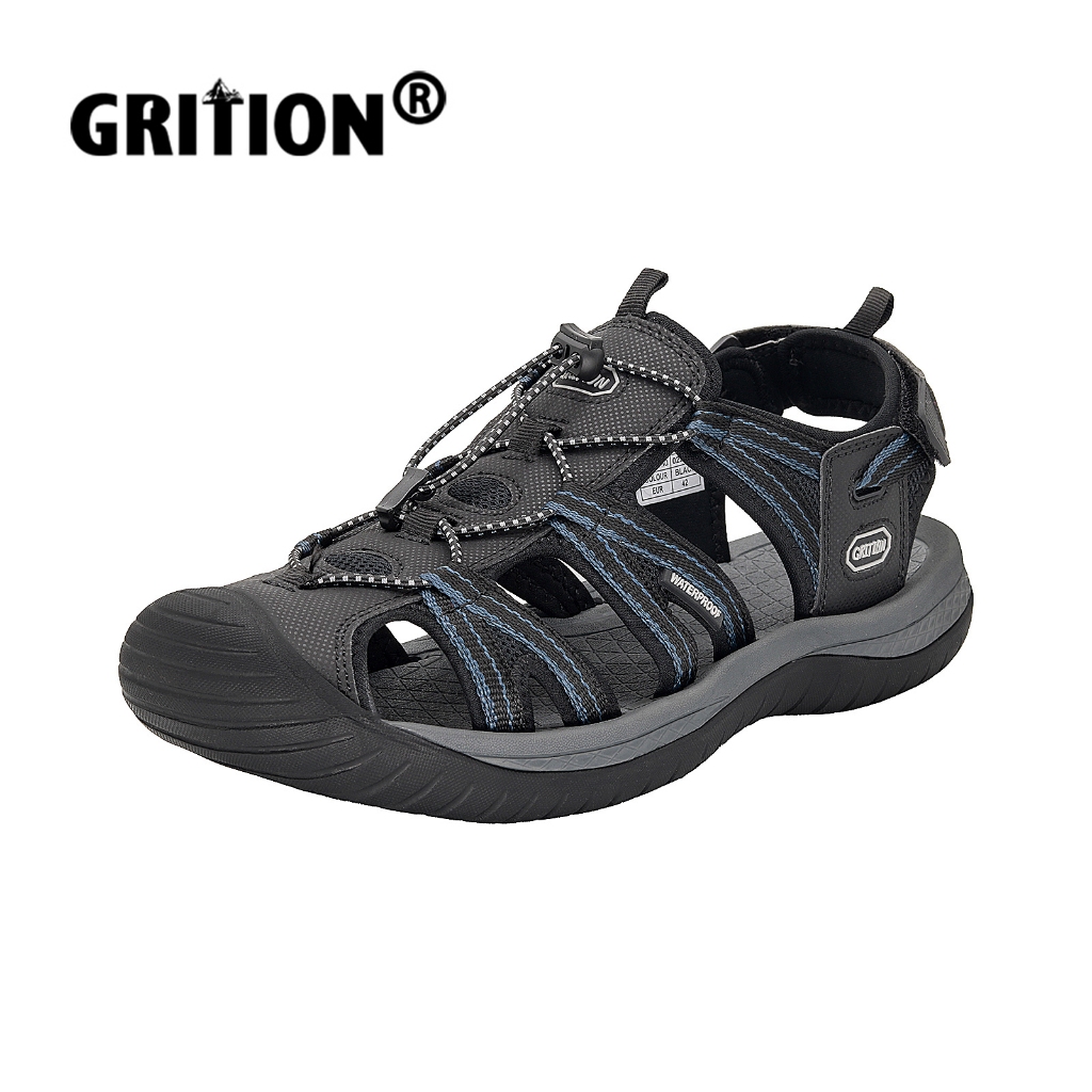 Grition รองเท้าแตะผู้ชายสําหรับเล่นกีฬากลางแจ้งเดินป่าสะดวกสบายทนทานระบายอากาศแฟ