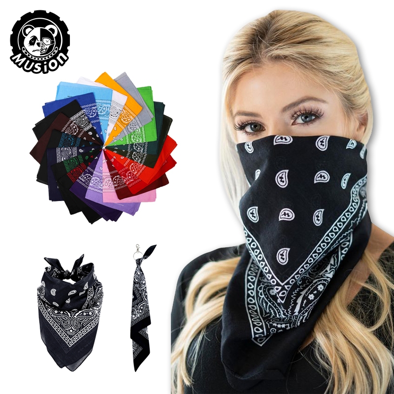 Musion ผ้าโพกผม ผ้าพันคอ ผ้าเช็ดหน้า ผ้าฝ้าย 100% ผ้าแฟชั่น ใช้โพกหัว พันคอ พันผม พันสายกระเป๋า ผู้หญิง ผู้ชาย สไตล์เกาหลี