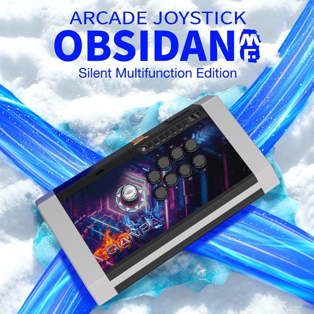 Qanba Q3 Obsidian MF-GV จอยสติ๊กอาร์เคดเงียบรุ่นมัลติฟังก์ชั่นแท่งต่อสู้สําหรับพีซี