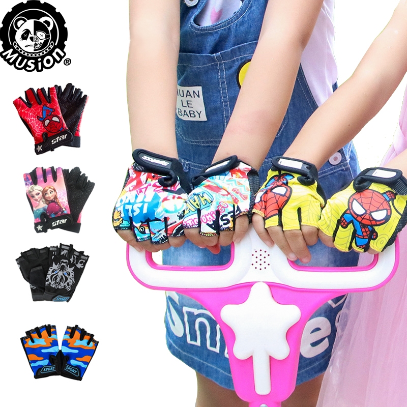 Musion ถุงมือจักรยานเด็ก ครึ่งนิ้วระบายอากาศ กันลื่น สำหรับกีฬา ขี่จักรยาน