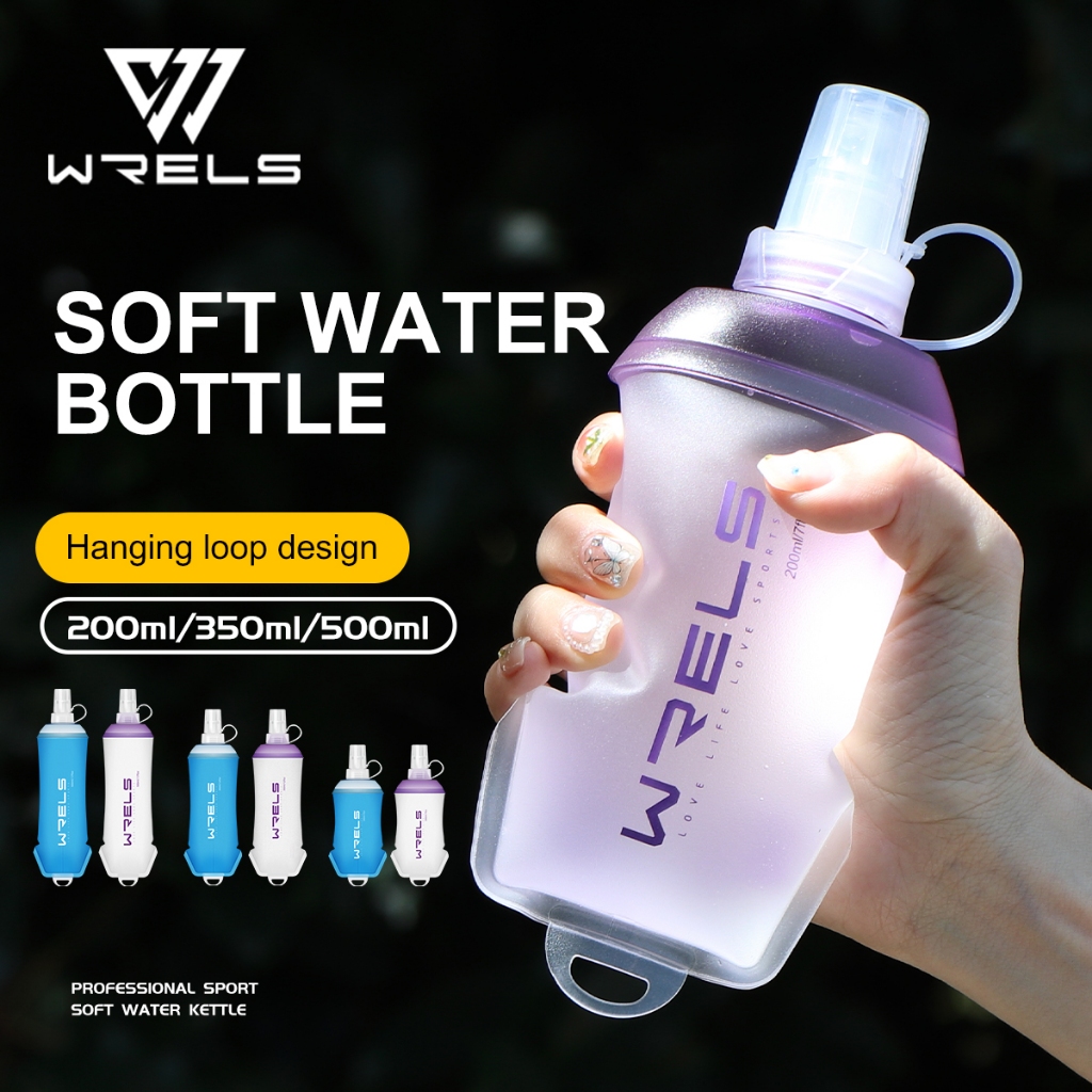 WRELS แขวนแหวนพับกาต้มน้ํานุ่ม TPU วัสดุไม่มี BPA 200ml 350ml 500ml กีฬากลางแจ้ง