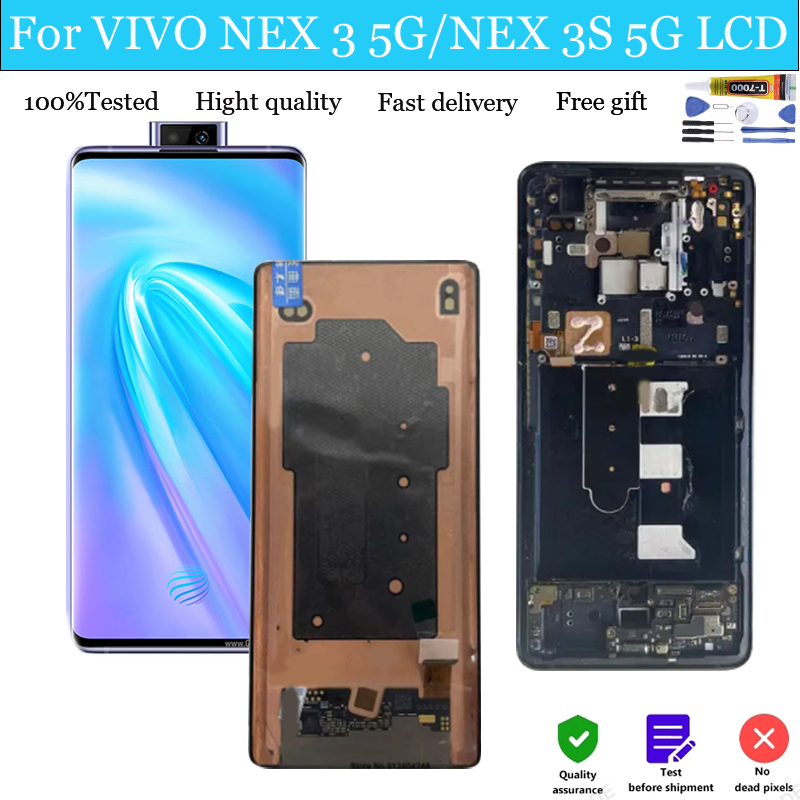 Amoled สําหรับ Vivo NEX 3 5G/NEX 3S 5G พร้อม Digitizer Full Assembly โทรศัพท์มือถือ Accessor หน้าจอเ