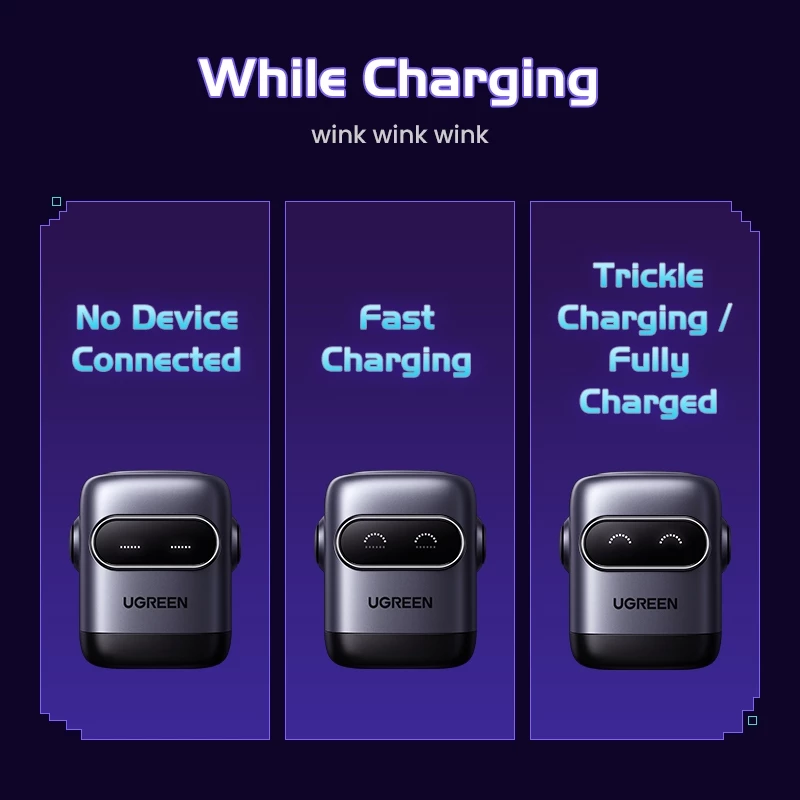 UGREEN NewUGREEN Uno 65W RoboGaN 2 Charger USB C USB A Charger Mini Robot Nexode 3 พอร์ต GaN Fast Charger สําหรับ iPhone 16 Pro Max 15/15 Pro Max 14/14 Pro Max/Macbook Air/iPad Pro thumbnail 8