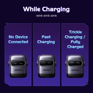 UGREEN NewUGREEN Uno 65W RoboGaN 2 Charger USB C USB A Charger Mini Robot Nexode 3 พอร์ต GaN Fast Charger สําหรับ iPhone 16 Pro Max 15/15 Pro Max 14/14 Pro Max/Macbook Air/iPad Pro