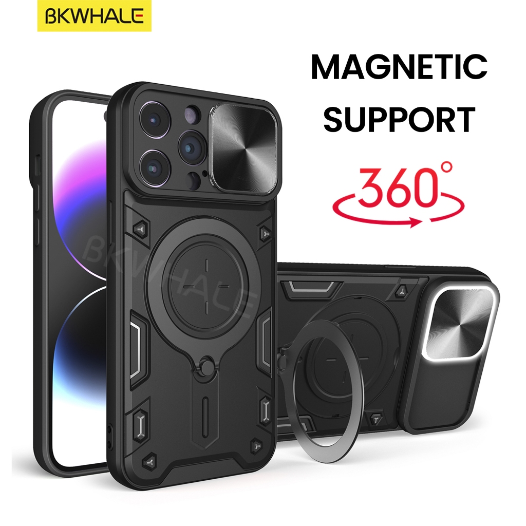 Bkwhale Magnetic Bracketเคสโทรศัพท์สําหรับiPhone 16 Pro Max 15 Pro Max 14 Plus 13 12 11 Pro Max XsMax XR XS X 8 7 Plusปกหลัง