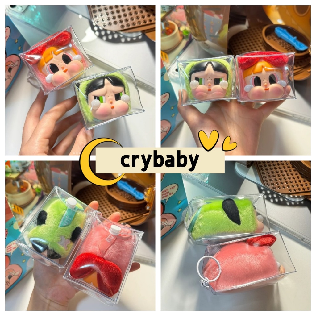 กระเป๋าแสดงการจัดเก็บกล่องตาบอดขนาด 9 ซม. กันน้ําและโปร่งใสคลาสสิกหนา Crybaby x POWERPUFF GIRLS