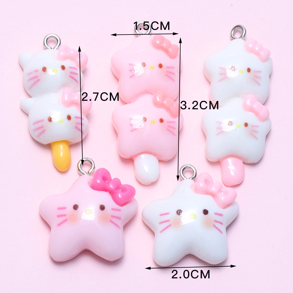 10pcs ใหม่ Kawaii แมวเรซิ่นจี้ Charm DIY สร้อยคอสร้อยข้อมือพวงกุญแจอุปกรณ์เสริม