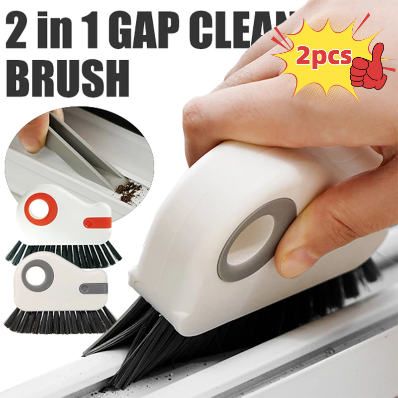 2pcs 2in1 หน้าต่าง Groove แปรงทําความสะอาดประตู Groove เครื่องมือทําความสะอาดเลื่อนประตูติดตามชั้น Gap แปรงมือถือ Crevice ทําความสะอาด