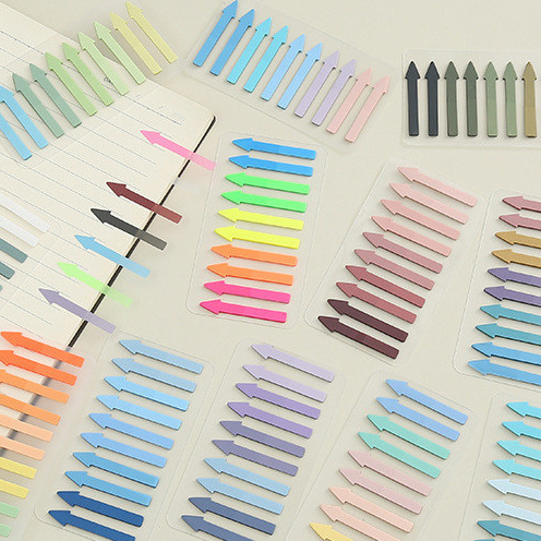 รูปแบบใหม่ PET Classification Arrow Mark Sticky Notes โปร่งแสงเขียนได้เรืองแสงสี n ครั้งสติกเกอร์สํานักงาน Index สติกเกอร์