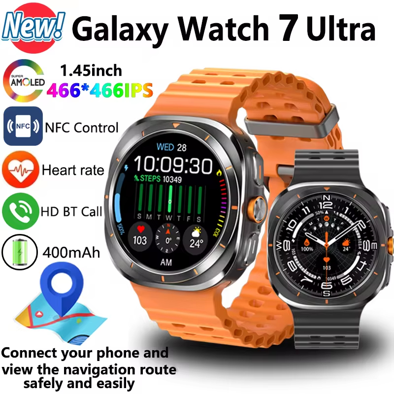 2024 ใหม่สําหรับ Samsung JS นาฬิกา 7 Ultra GPS เข็มทิศสมาร์ทนาฬิกากีฬากลางแจ้ง Man AMOLED หน้าจอ HD Heart Rate BT Call Smartwatch