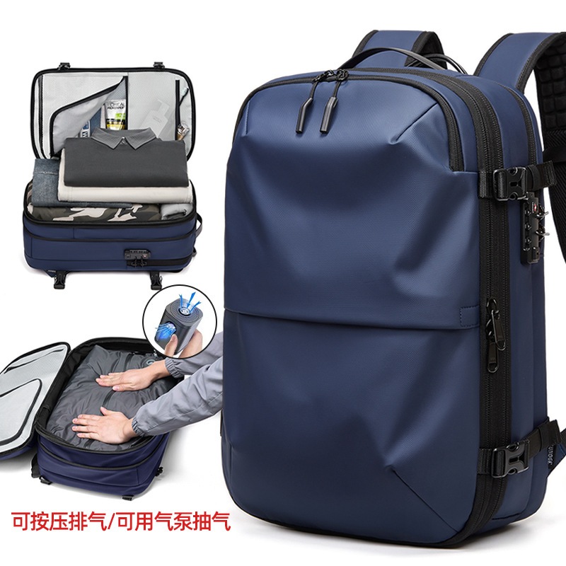Frn ใหม่ Airback สูญญากาศ Compression Travel กระเป๋าเป้สะพายหลังมัลติฟังก์ชั่ 60L ความจุขนาดใหญ่และขยายได้ 17 นิ้วแล็ปท็อปกระเป๋าเป้สะพายหลัง