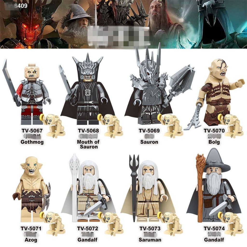 บล็อกของเล่นรูป Lord Of The แหวน Gandalf Sauron Gothmog Azog Building Block มินิของเล่น TV6409