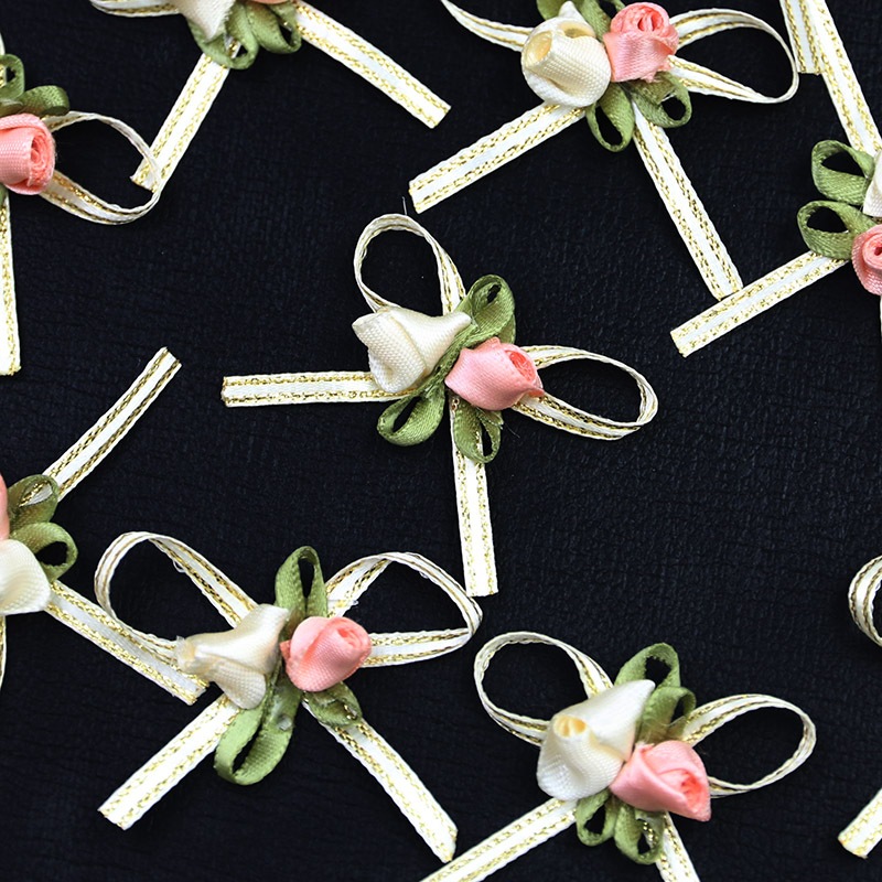 4.5 ซม.Rose Bud Bow กล่องของขวัญแต่งงานตกแต่งคริสต์มาส Holiday Party อุปกรณ์เสริมผม Band กิ๊บติดผมหัวเชือกตกแต่ง diy