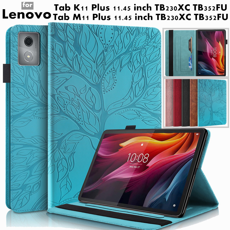 Lenovo Tab M11 K11 Plus 11.45 Inch Tablet Cover 3D Embossed Life Tree Pu Leather Case with Auto Wake