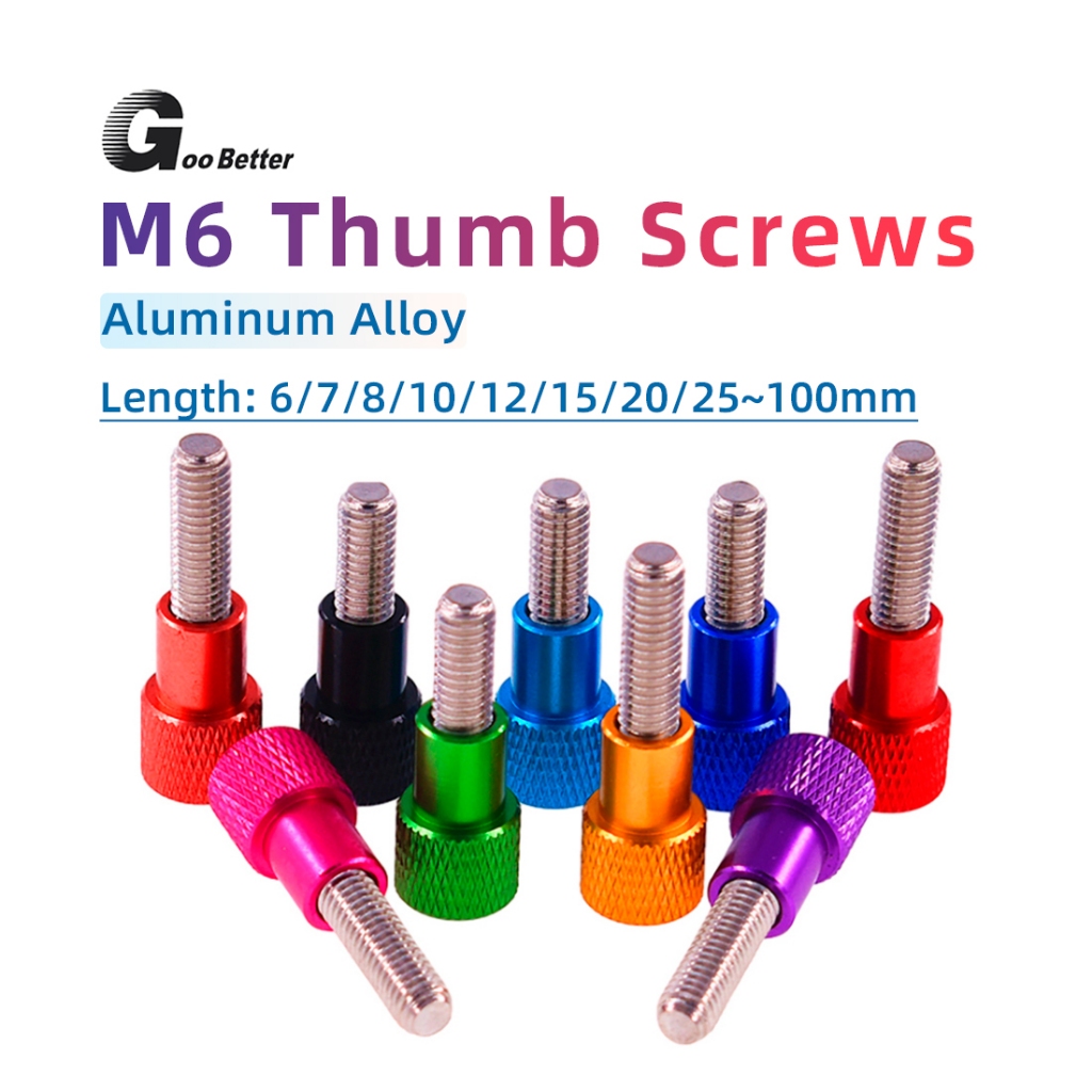 สีอลูมิเนียมสแตนเลส Knurled Thumb สกรู Thin Shank 12 มม.ขั้นตอนลวด Rod M6*6/8/10/12/15/18/20/25/30/35