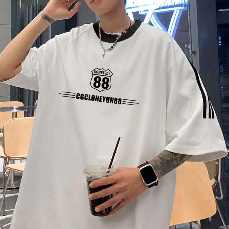 Becoolman-รุ่นใหม่ แฟชั่น ยอดนิยม ลายทาง คอกลม แขนสั้น ชาย ฤดูร้อน ฤดูร้อน ลำลอง แมทช์ลุคง่าย เสื้อยืด