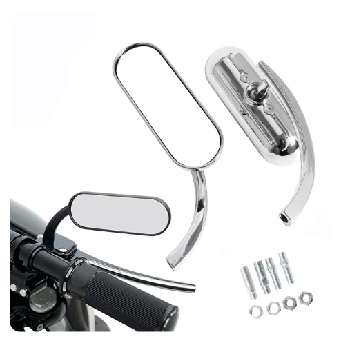 Universal รถจักรยานยนต์กระจกมองหลังรูปไข่ 8 มม.และ 10 มม.กระจกมองข้างสําหรับ Harley Sportster Chopper Breakout Electra Glide Dyna Softail