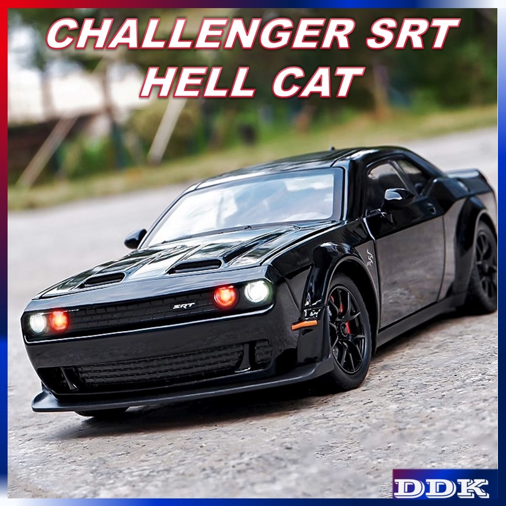 1:24 Diecastรุ่นรถโลหะผสมของเล่นคอลเลกชันเสียงดึงกลับเด็กเพื่อนของขวัญวันเกิดDOOGE CHALLENGER SRT HELLCAT