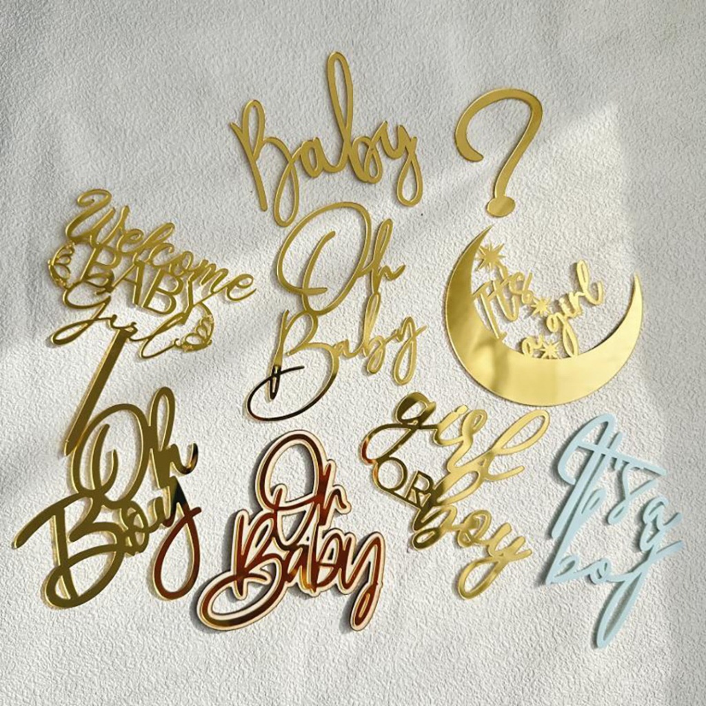 Baby Shower Cake Topper, Oh Baby Acrylic Cake Topper, It a Boy / Its a Girl Party ตกแต่งเค้ก Baby Baptism หรือเด็กใหม่เพศเปิดเผยปาร์ตี้