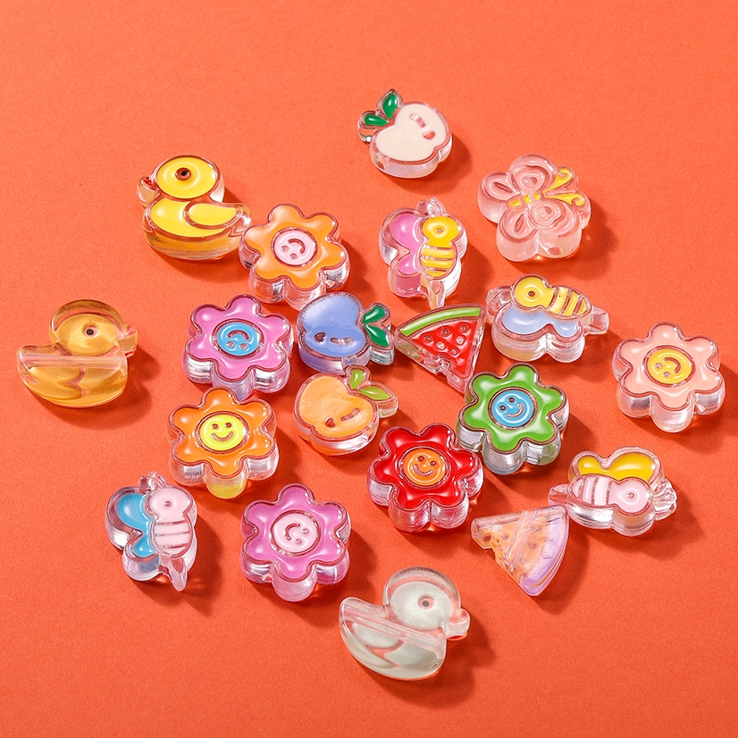 เซนต์. คunkka 5ชิ้นลูกปัดอะคริลิคใสผีเสื้อลูกปัดเป็ดผึ้งแตงโมดอกไม้อะคริลิขนาดใหญ่หลุมลูกปัดสําหรับ ทําเอง สร้อยข้อมือสร้อยคอเครื่องประดับทํา