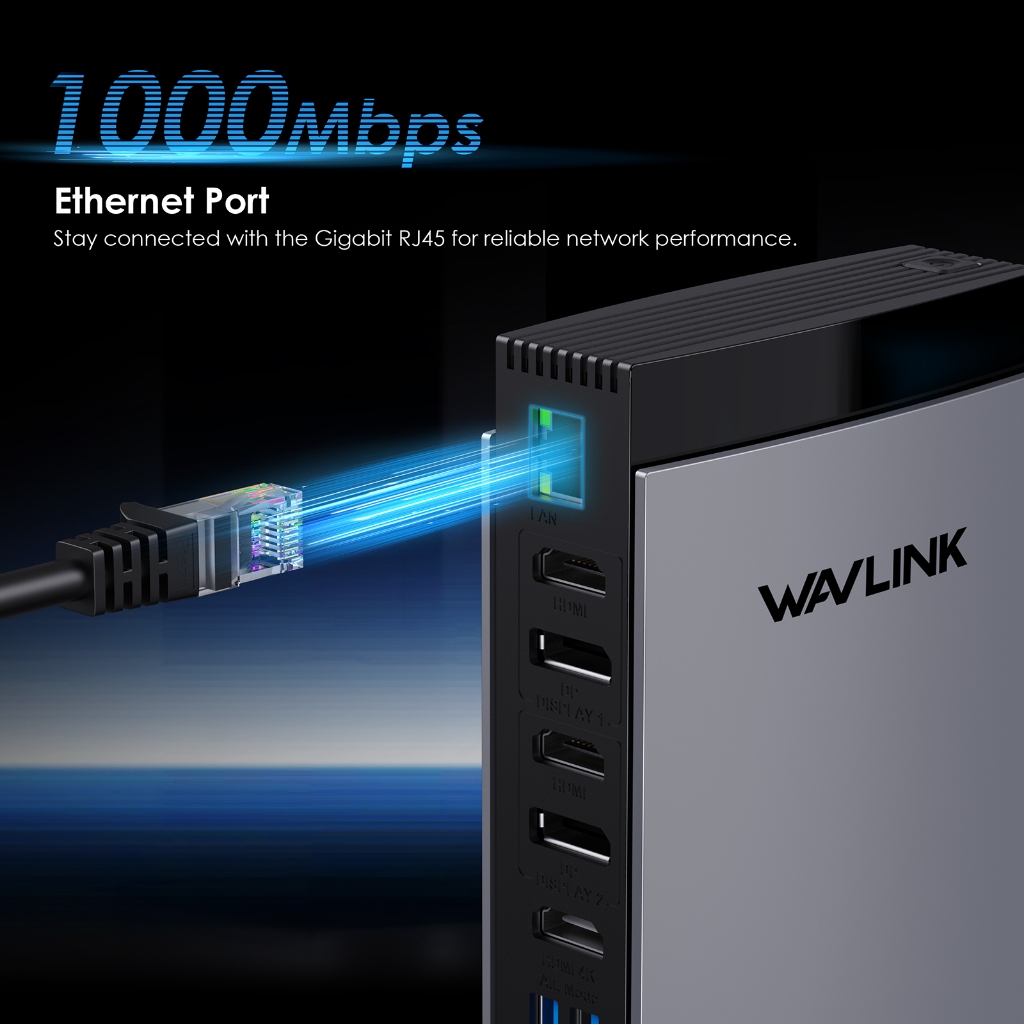 Wavlink Universal DisplayLink Docking Station Triple 4K USB C USB 3.0 แล็ปท็อป Dock สําหรับ M1 M2 M3 Mac และ Windows - รูปที่ 6