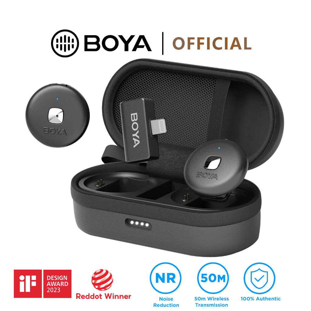 BOYA Omic D/U Dual-Channel Wireless Microphone ไมค์ลอยไร้สาย พร้อมกล่องชาร์จ Mini Mic สำหรับ iOS And