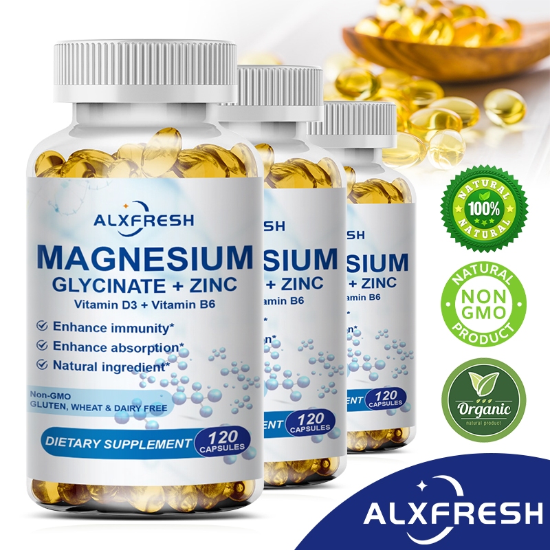 แมกนีเซียมไกลซิเนต 500mg + D3 B6 สังกะสีเสริมกล้ามเนื้อ ระบบประสาท กระดูกและหัวใจแข็งแรง