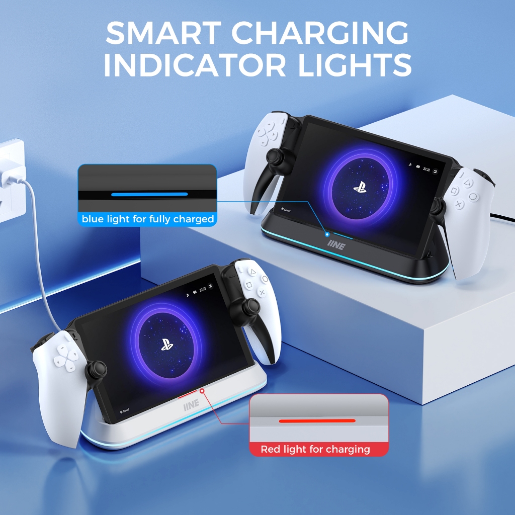 สถานีชาร์จ IINE สําหรับการชาร์จแบบสัมผัส Playstation Portal / Type-C และการป้องกัน Triple สําหรับการชาร์จเพื่อความปลอดภัย