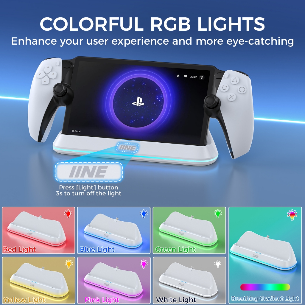สถานีชาร์จ IINE สําหรับการชาร์จแบบสัมผัส Playstation Portal / Type-C และการป้องกัน Triple สําหรับการชาร์จเพื่อความปลอดภัย