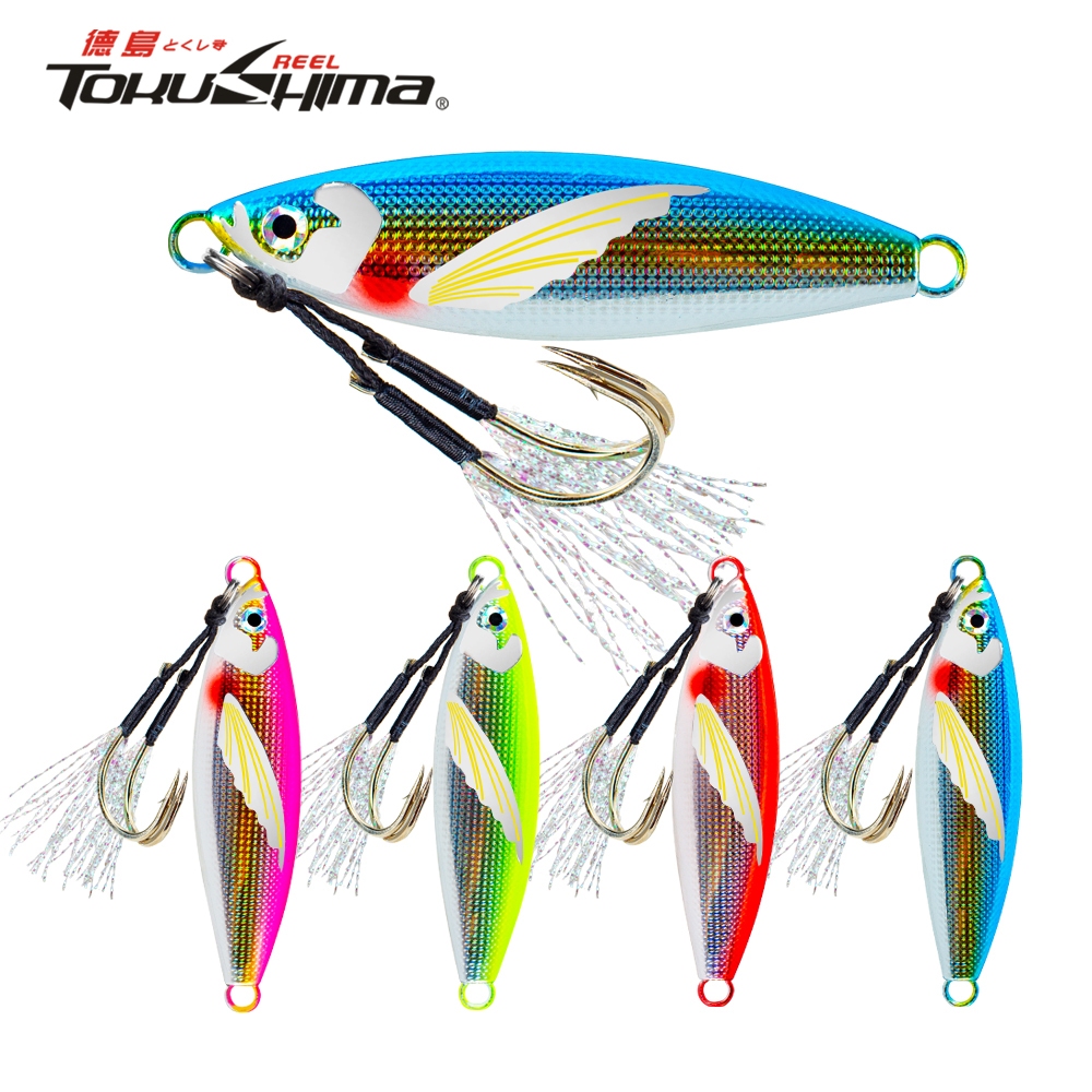 1pcs โลหะ Jig Fishing Lure 40g-120g 3D Eyes Casting Lure ช้าจมตกปลา Jigs Heavy Jigging พร้อม Assist Hook
