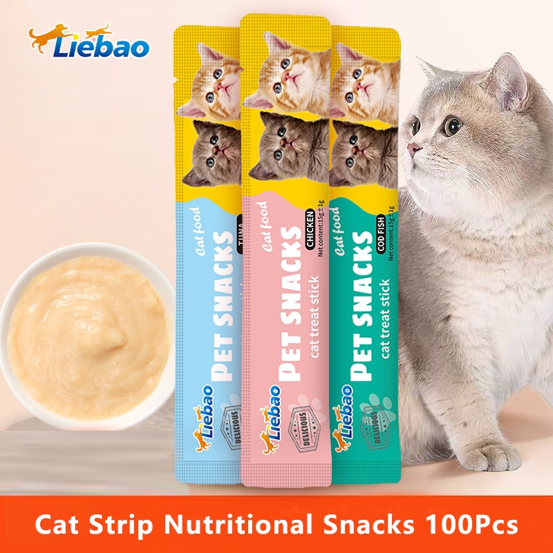ขนมแมวอาหารเปียกเข้าไปในแมวแมวเด็กแถบโภชนาการ100ชิ้น15กรัม/ชิ้น