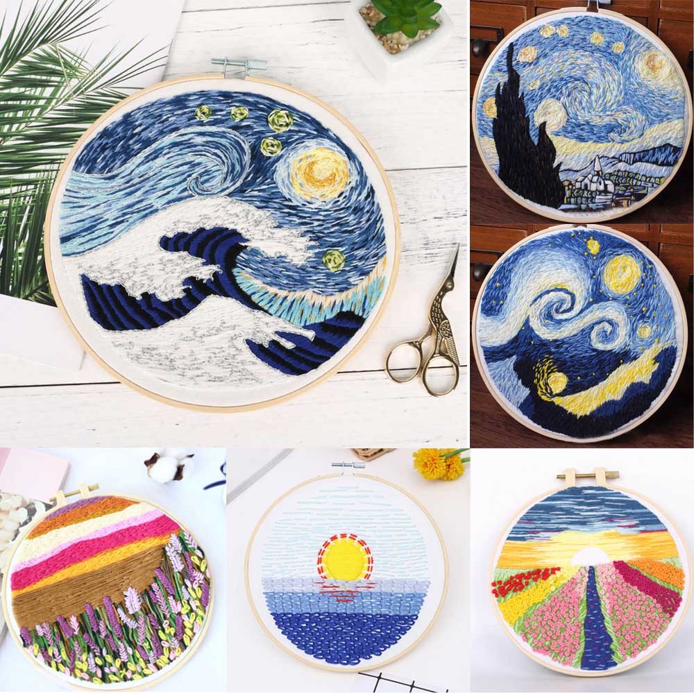 Odaka สะดึงเข็มเย็บปักถักร้อย ลายดอกไม้ แฮนด์เมด DIY สําหรับตกแต่งบ้าน