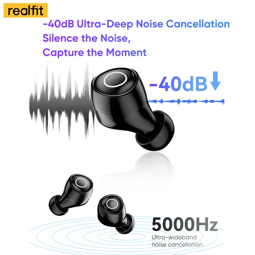 【พร้อมส่งในไทย】Realfit F4 HiFi HD เบสหนัก หูฟัง โทรชุดหูฟังบลูทูธไร้สาย ลดเสียงรบกวน ANC จับคู่ชุดหูฟังบลูทูธพร้อมไมโครโฟนอย่างรวดเร็ว