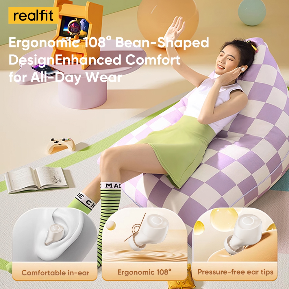 【พร้อมส่งในไทย】Realfit F4 HiFi HD เบสหนัก หูฟัง โทรชุดหูฟังบลูทูธไร้สาย ลดเสียงรบกวน ANC จับคู่ชุดหูฟังบลูทูธพร้อมไมโครโฟนอย่างรวดเร็ว