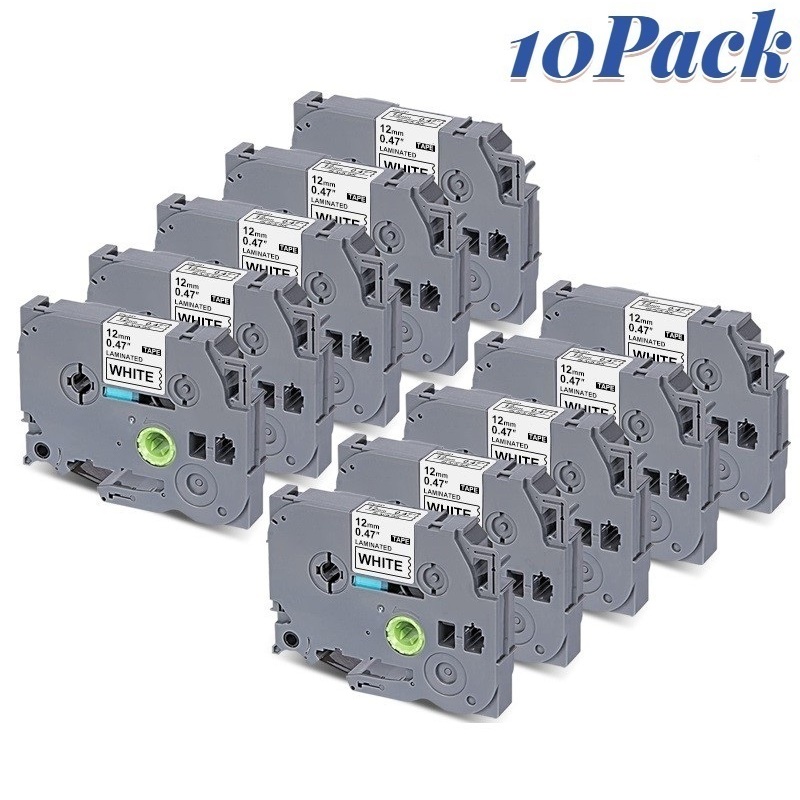 10pcs 12 มม.* 8 M TZE231 สีดําสีขาวสําหรับ Ptouch Label Maker เทปเปลี่ยนสําหรับ Brother Ptouch TZE231 เทปลามิเนตสําหรับ Ptouch PTD210 PTH110 PTD400 PTD600 ป้าย Maker