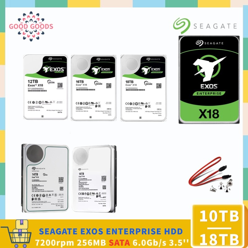 Seagate EXOS X18 10TB 12TB 14TB 16TB 18TB ENTERPRISE 3.5 HDD 7200rpm 256MB แคช SATA 6.0Gb/s Helium