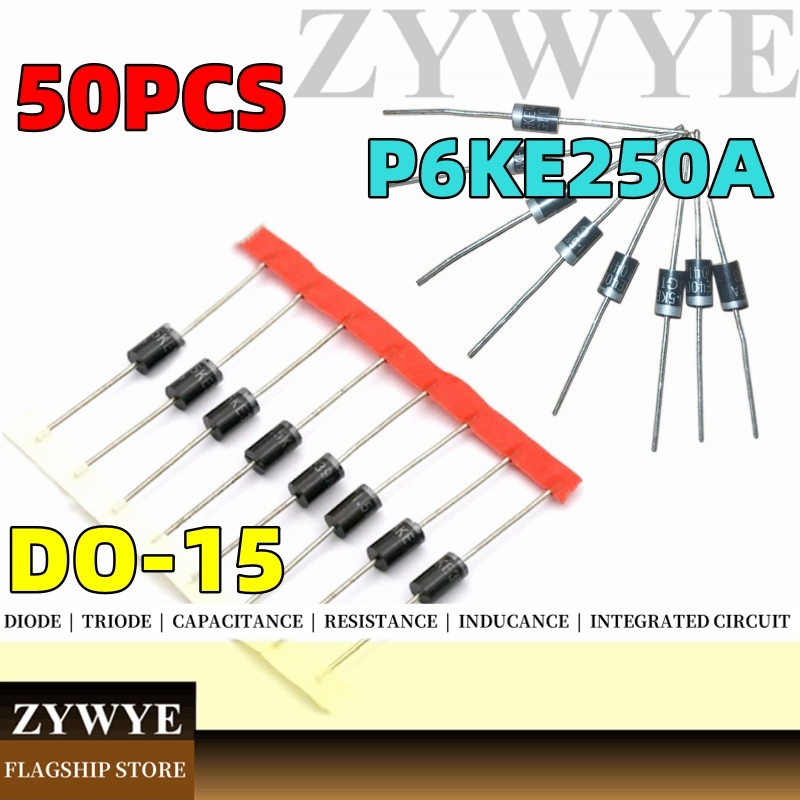 50 ชิ้น P6KE250A Two-Way Diode Tube TVS Instant Suppression Diode Inline DO-15