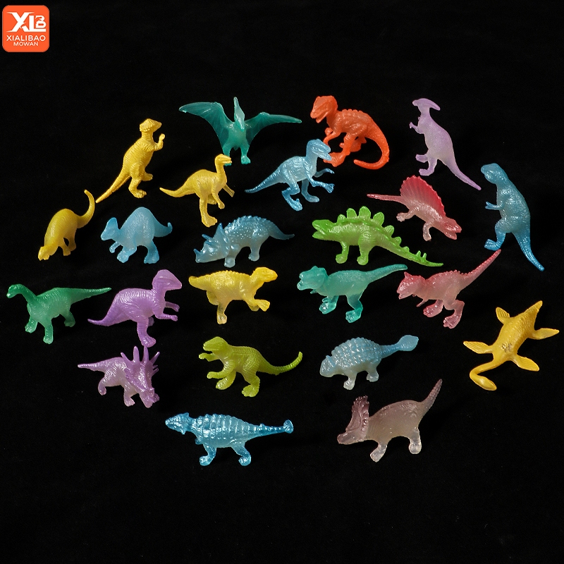 24 ชิ้นมินิไดโนเสาร์เรืองแสงเรืองแสงใน Dark Dino ไดโนเสาร์ของเล่นเด็กชายเค้กตกแต่งของขวัญเด็กรุ่นแปลกใหม่
